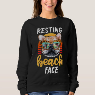 Sweatshirt Lunettes de soleil léopard visage reposant plage V
