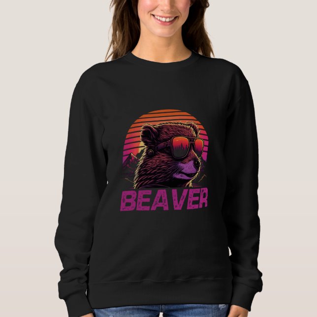 Sweatshirt Lunettes de soleil Retro cool Beaver (Devant)