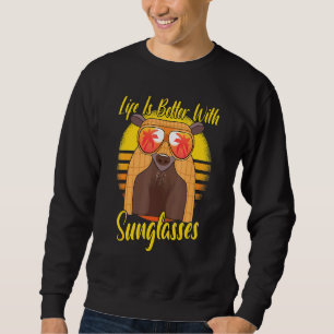 Sweatshirt Lunettes de soleil Retro Sunset Beach Vacances Arm