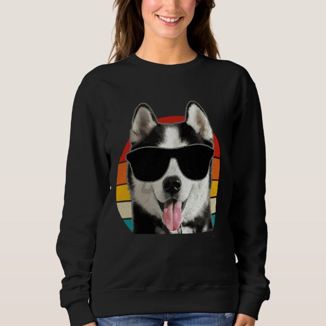 Sweatshirt Lunettes de soleil sibériennes Husky amusantes (Devant)
