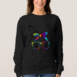Sweatshirt Lunettes de soleil visage lapin Tie Dye Lunettes d