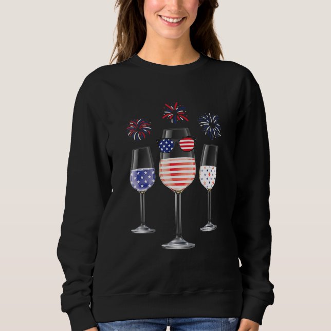 Sweatshirt Lunettes de vin rouge blanc bleu Drapeau américain (Devant)
