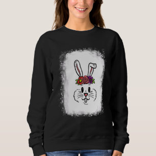 Sweatshirt Lunettes léopard à visage de lapin blanchies Happy