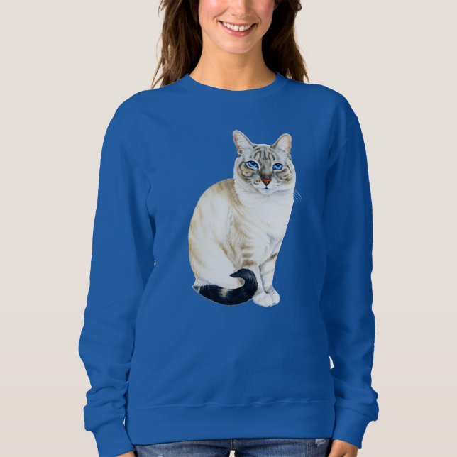 Sweatshirt Lynx Point Siamese Chat Personnalisé (Devant)