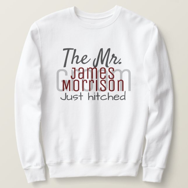 Sweatshirt M. Newlysée Mariage de script marron moderne (Design devant)