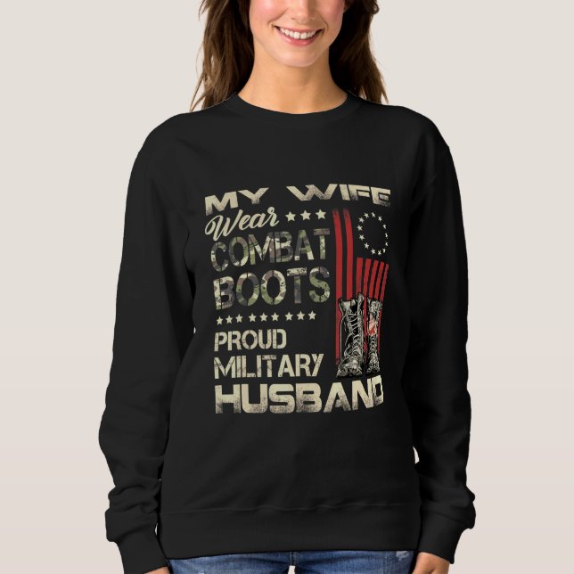 Sweatshirt Ma Femme Porte Des Bottes De Combat Fière Mari Mil (Devant)