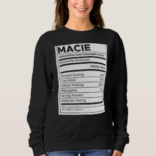 Sweatshirt Macie Nutrition Information Problème Résoudre Dur