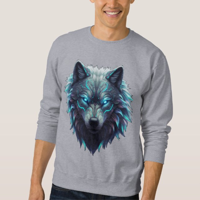 Sweatshirt Magnifique 3D Wolf Graphic Tee - Cyberpunk Forest  (Devant)