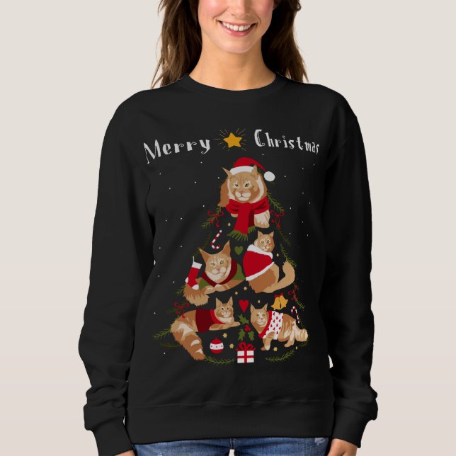 Sweatshirt Maine Coon Noël Arbre Noël Amoureux des chats (Devant)