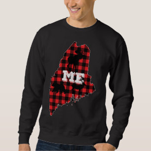 Sweatshirt Maine ME État Rouge Plaid Remplissage Moose Chasse