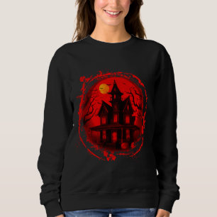 SWEATSHIRT MAISON HANTÉE HALLOWEEN SILHOUETTE ROUGE NOIR