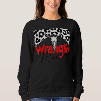 Sweatshirt Mama Bull Skull Leopard Western Mother's