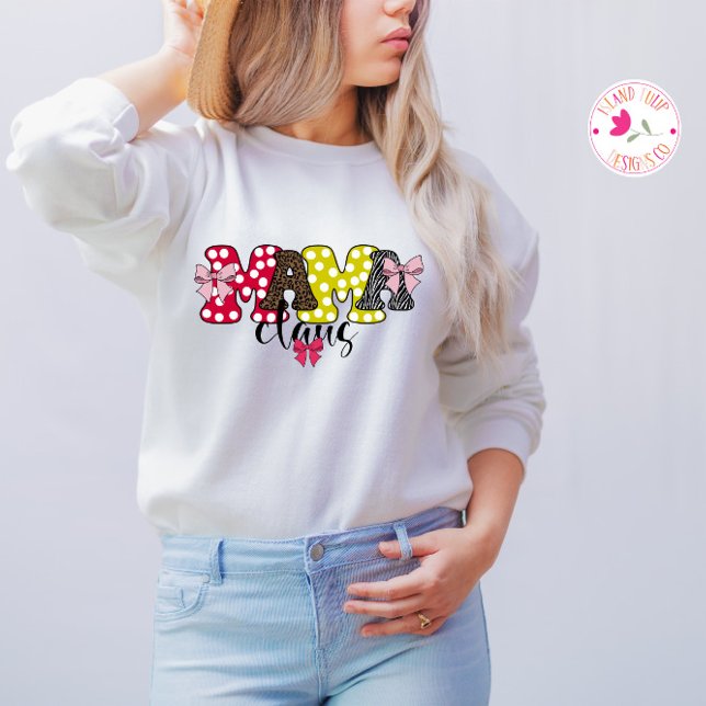 Sweatshirt Mama Claus Cute Motif Bow Noël (Créateur téléchargé)
