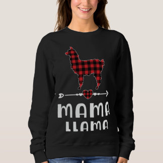 Sweatshirt Mama Llama Pyjama de Noël Buffle Rouge Plaid Fami