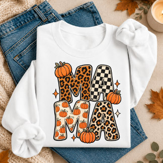 Sweatshirt Mama Rétro Citrouille Automne Léopard