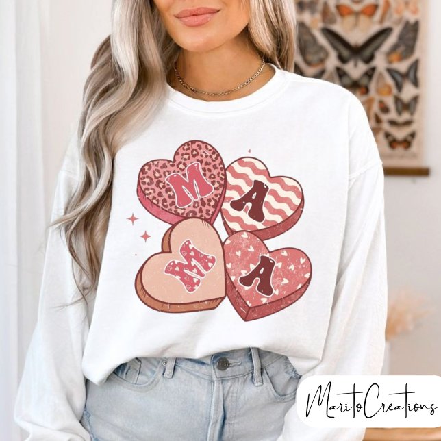 Sweatshirt Mama Retro Groovy,Hearts Mama, Mother's Day,  (Créateur téléchargé)