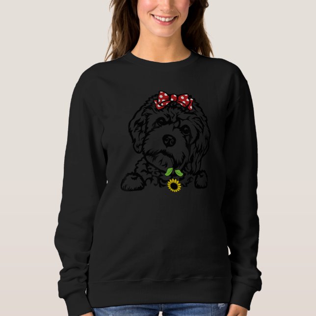 Sweatshirt Maman Cavapoo tournesol Cavapoo (Devant)