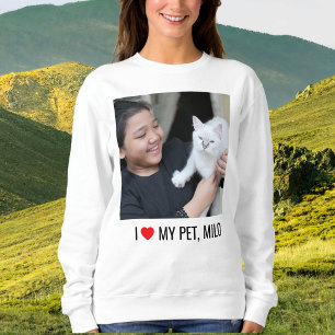 Sweatshirt Maman Chat Enfant Amour Animal Photo Rouge Cœur No