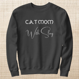 Sweatshirt Maman Chat Personnalisée Script Blanc Amateur D'An