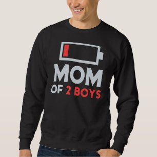 Sweatshirt Maman De 2 Garçons Batterie Faible Fatigué Maman A