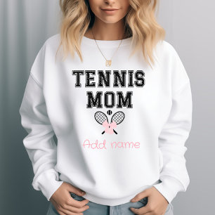 Sweatshirt Maman de tennis personnalisée avec nœud rose et ra