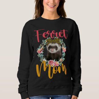 Sweatshirt Maman furet Mignon furet nœud papillon léopard fle
