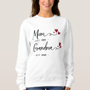 Sweatshirt Maman grand-mère EST. Cadeau pour maman personnali
