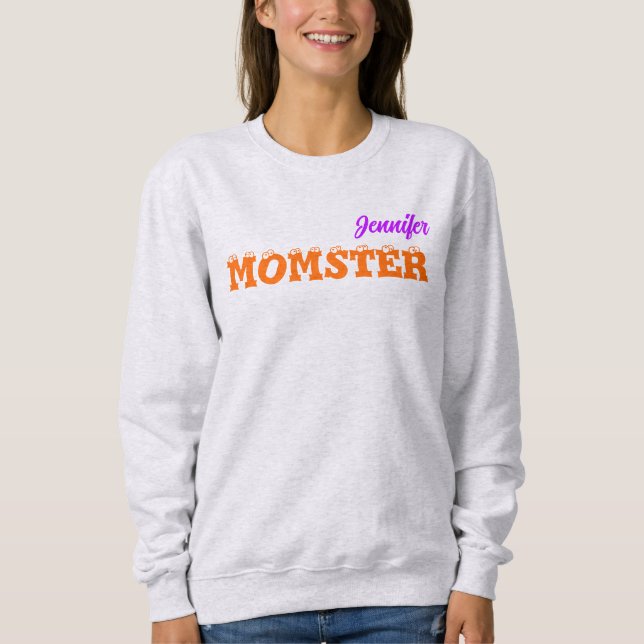 Sweatshirt Maman mignonne Octobre Halloween Momster Ash (Devant)