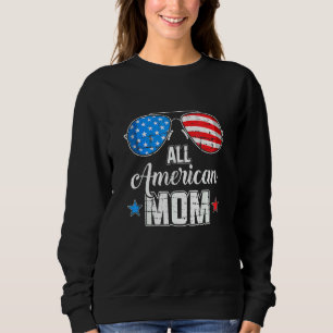 Sweatshirt Maman Tout Américain Lunettes de soleil Drapeau Am