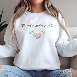 Sweatshirt Maman Valentines Enfants Nom Coeurs Convo