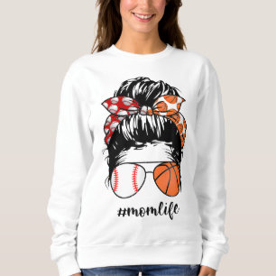 Sweatshirt Maman Vie Baseball Basketball Maman bun désordre d