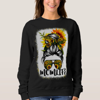 Sweatshirt Maman Vie Bleached Mère Vie Tournesol Messager Bun