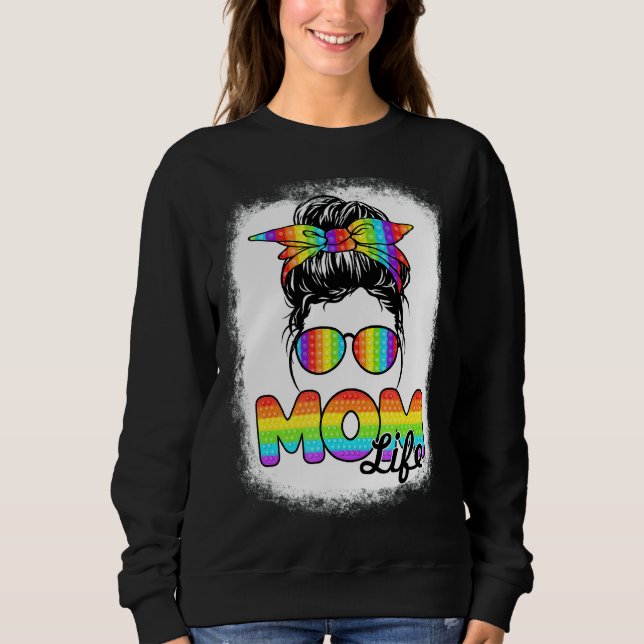 Sweatshirt Maman Vie Messager Cheveux Pop It Poppin Bleached  (Devant)