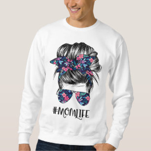 Sweatshirt Maman Vie Messy Cheveux Bun Femmes Fête des Mères