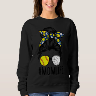 Sweatshirt Maman Vie Softball Volleyball Fête des mères Messy
