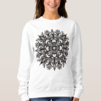 Mandala de champignons psychédéliques noir et blan