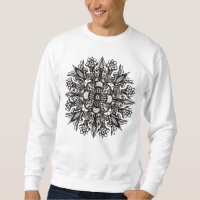 Mandala de champignons psychédéliques noir et blan