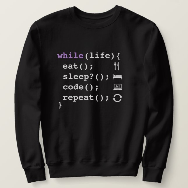 Sweatshirt Manger Dormir Coder Répéter – Minimal Programmeur (Design devant)