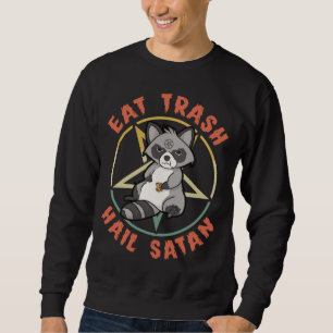 Sweatshirt Manger Trash Hail Satan - Raccoon Soft Goth Grunge