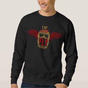 Sweatshirt Mangez le vol du sommeil Répétez le cadeau amusa