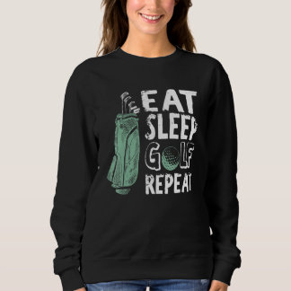 Sweatshirt Mangez Sleep Golf Répéter Golfer Vintage Golfing O