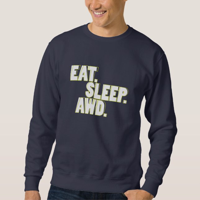 Sweatshirt Mangez. Sommeil. À ROUES MOTRICES. Vert (Devant)