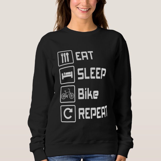 Sweatshirt Mangez Vélo de sommeil Répéter Vélo de vélo Cyclis (Devant)