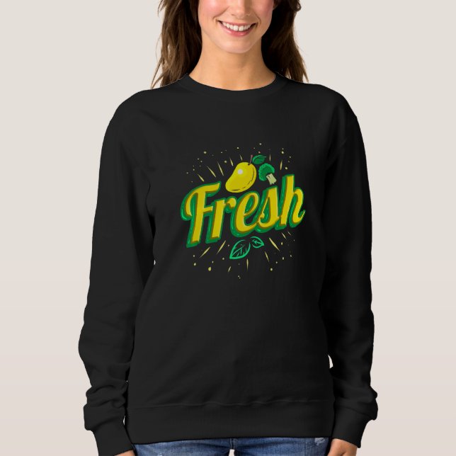 Sweatshirt Mango Fraîche Citron Et Brokkoli Végétarien Go (Devant)