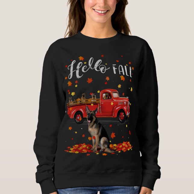 Sweatshirt Maple German Shepherd Leaf Automne Automne Rouge T (Devant)
