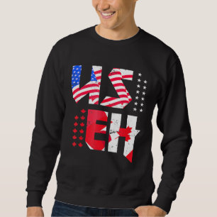 Sweatshirt Maple Leaf Us Drapeau Canadian American Pride Useh