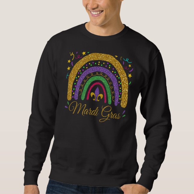Sweatshirt Mardi Gras Festival Arc-en-ciel Purple Vert Jaune  (Devant)
