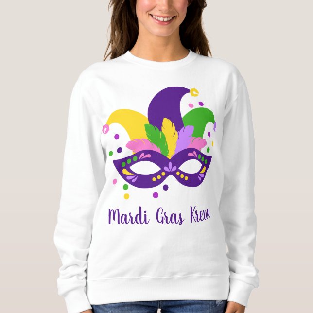 Sweatshirt Mardi Gras Mask perles Carnaval tenue personnalisé (Devant)