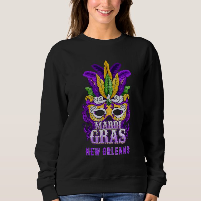 Sweatshirt Mardi Gras Parade New Orleans Louisiana Mask Feath (Devant)