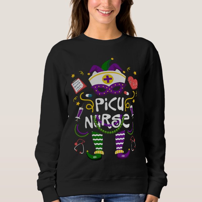 Sweatshirt Mardi Gras PICU Nurse Women Costume Mardi Gras Nur (Devant)